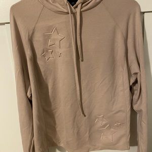 Torrid Hoodie Sweatshirt Womens Size 2 2X Beige Embossed Stars Long Sleeve GUC